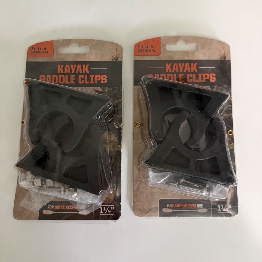 Field & Stream Kayak Paddle Clips 1 1/4 Inch Black PAD00131 2-Pack Lot New